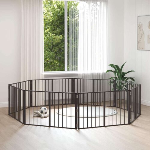  Vrata za pse 8 pcs Crna 100 x 60 cm Cinkani čelik Slike