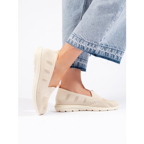 Shelvt Beige Women&amp;#039;s Textile Slip On Slike