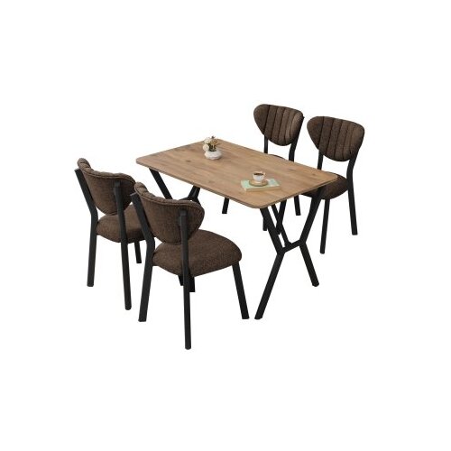 Hanah home Trpezarijski sto i stolice Elma, Braon-bež Slike