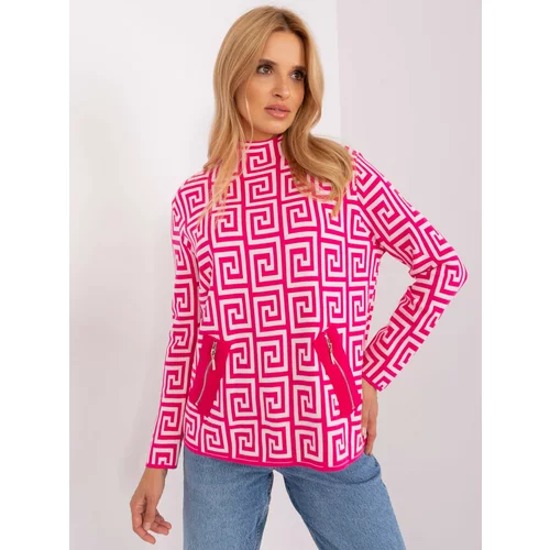 Fashion Hunters Fuchsia and white turtleneck with patterns