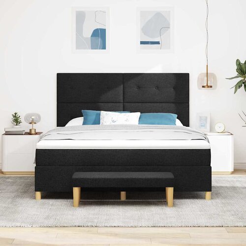  Krevet s opruga kutije s uzglavljem Crna 200 x 180 cm tkanina Slike