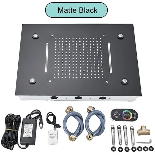 Oem Stropn&aacute; sprchov&aacute; hlavica, funkcia dažďa, LED nap&aacute;jan&aacute; pr&uacute;dom vody - Matn&aacute; čierna LED, (5000141737) Cene