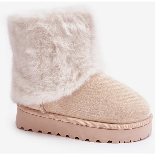 Kesi Children's ankle snow boots with fur light beige Crisie