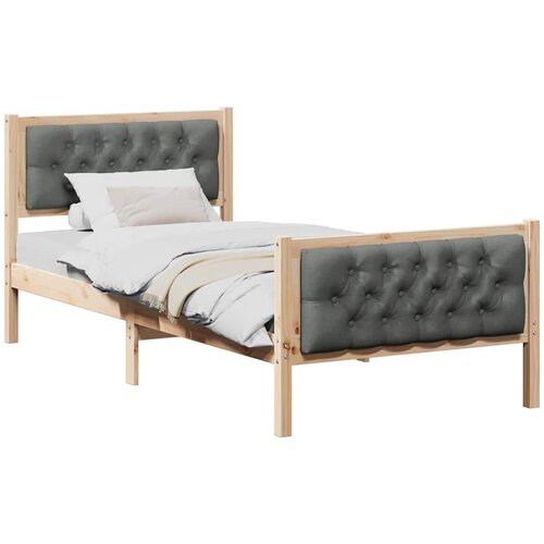  Krevetna konstrukcija Tamno siva 90 x 190 cm Čvrsto borovo drvo Smeđa Slike
