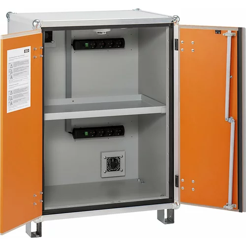 Cemo Varnostna omara za polnjenje akumulatorjev PREMIUM, z nogami, višina 1110 mm, 230 V, oranžne/sive barve