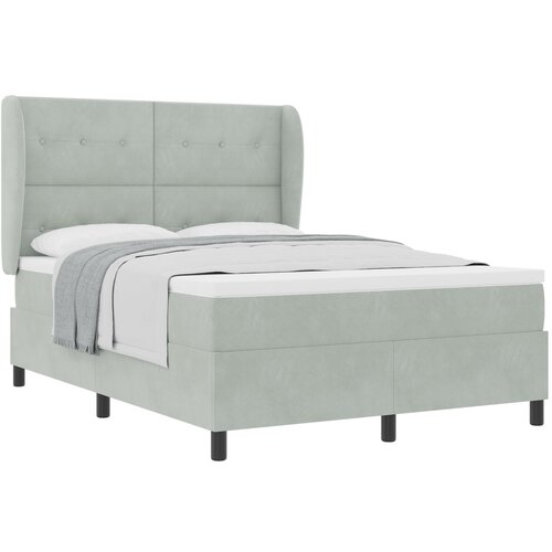 vidaXL Box Spring postelja z vzmetnico - Svetlo siva, 140x190 cm, Žamet Cene