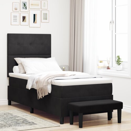 VidaXL Krevet s podlogom s madracem i klupom Crna 80x200 cm Bar&amp;scaron;un Slike