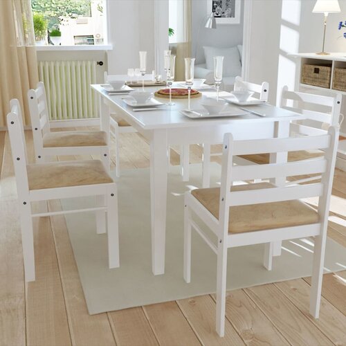 The Living Store Jedilni stoli 6 kosov beli trden les in žamet - Stol, (21495312) Slike