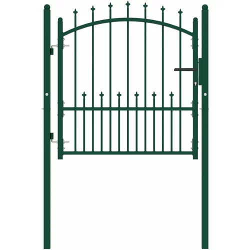 vidaXL Vrata za ograjo s konicami jeklo 100x100 cm zelena
