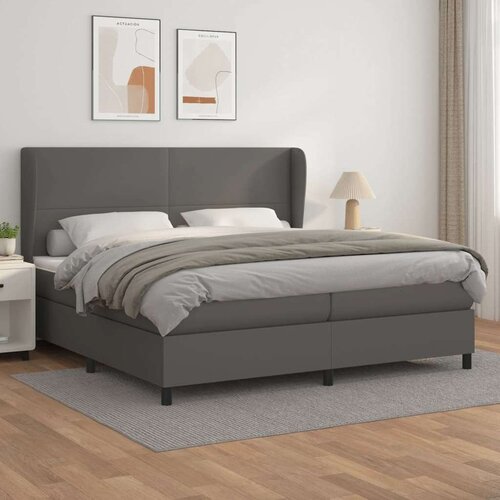 Box spring postelja z vzmetnico siva 200x200 cm umetno usnje, (20761041) Cene