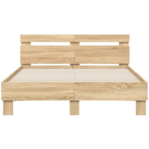  Okvir za krevet s uzglavljem i LED boja hrasta 120x200 cm Slike