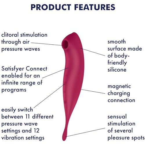 Satisfyer Vibrator Twirling Pro+, temno rdeč Slike