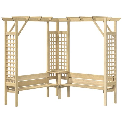  Kutna pergola s klupom od impregnirane borovine Slike