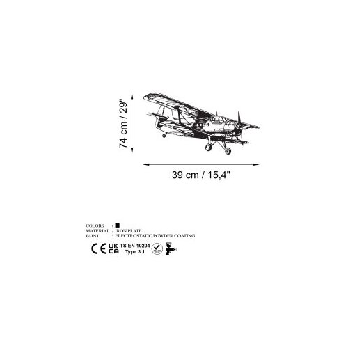 Wallity Zidna dekoracija Aereo-1, 74x39cm, Crna Slike