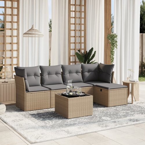 vidaXL 6-dijelni set vrtnih sofa s jastucima bež od poliratana Cijene