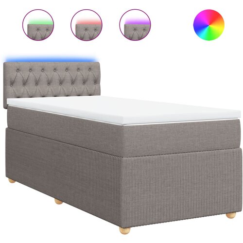 VidaXL Krevet s oprugama i madracem smeđesivi 100 x 200 cm od tkanine Slike