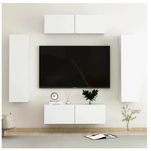  Komplet TV omaric 4-delni bela iverna plošča