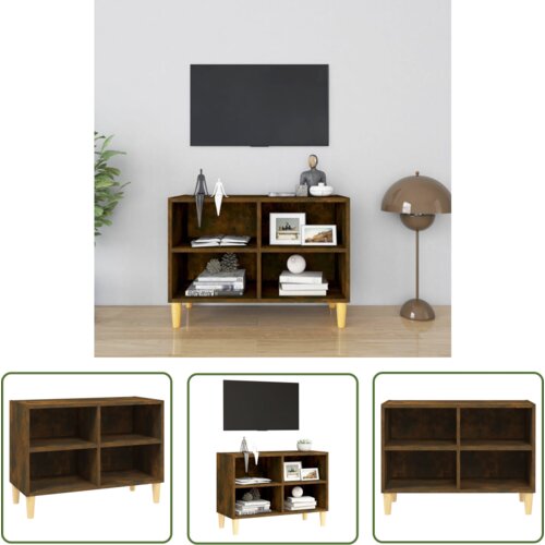 The Living Store TV omarica z lesenimi nogami dimljeni hrast 69,5x30x50 cm - TV Omarica, (21738339) Cene