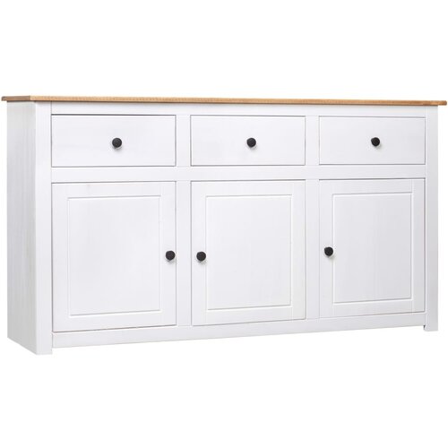 vidaXL Komoda bela 135x40x80 cm trdna borovina Panama Range Cene