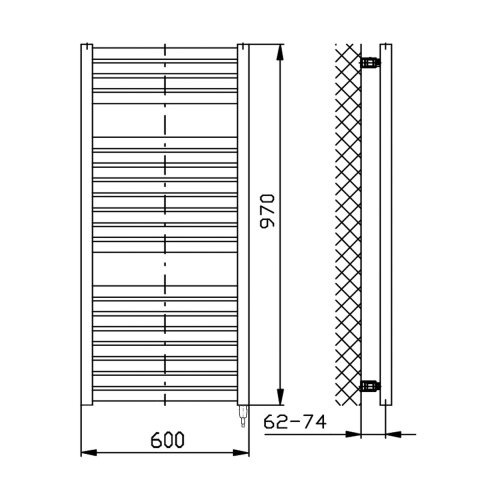 Aqualine električni kupatilski radijator tondi-e 400W 97x60 cm beo Slike