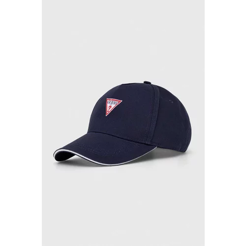 Guess Bombažna bejzbolska kapa mornarsko modra barva