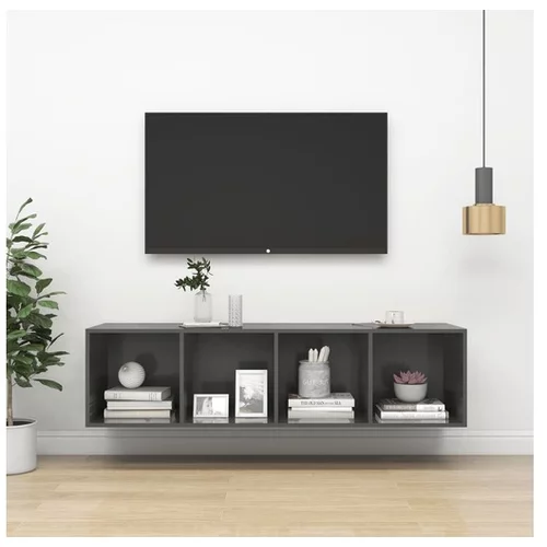  Stenska TV omarica visok sijaj siva 37x37x142,5cm iverna plošča