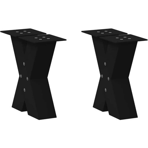 VidaXL Noge kavne mize v obliki črke X 2 kosa črna 40x(30-31) cm jeklo Slike