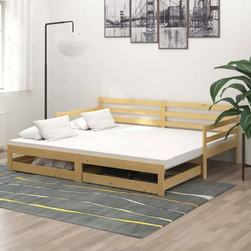  Izvlečna dnevna postelja 2x(90x200) cm trdna borovina, (20606071)
