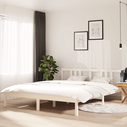 Furnova Posteljni okvir bel iz trdnega lesa 160x200 cm, (21934841) Slike
