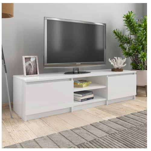  TV omarica visok sijaj bela 140x40x35,5 cm iverna plošča