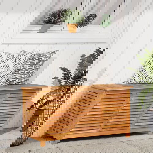 VidaXL Vrtna kutija za pohranu s re&amp;scaron;etkama 113x50x56 cm drvo bagrema Slike