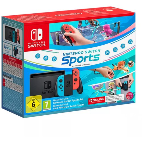 Nintendo Switch Console (Red and Blue Joy-Con) 1.1 + Switch Sports Slike