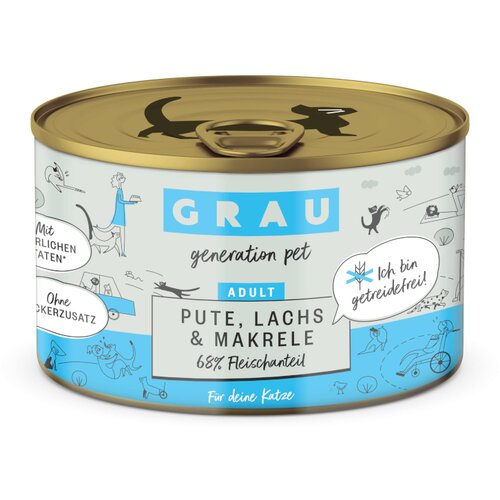 GRAU Adult bez žitarica 6 x 200 g - Puretina, losos, sku&amp;scaron;a Slike