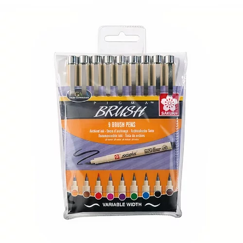  Set umjetničkih flomastera SAKURA Pigma Brush - 9 dijelni (kreativni)
