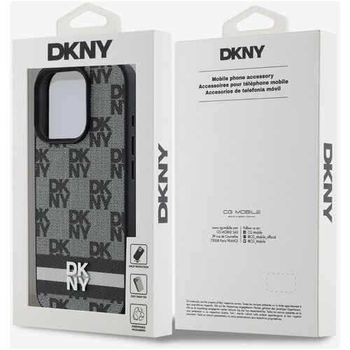 Dkny PU Leather Checkered Pattern and Stripe iPhone 16 Pro Black Ovitek za telefon Vijolična Slike