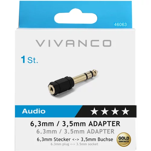 Vivanco Adapter Klinke 3,5mm, 6,3mm