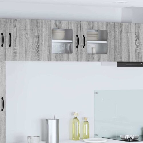 VidaXL Zidni kuhinjski ormarić s policom Siva Sonoma 80 x 31 x 40 cm Slike