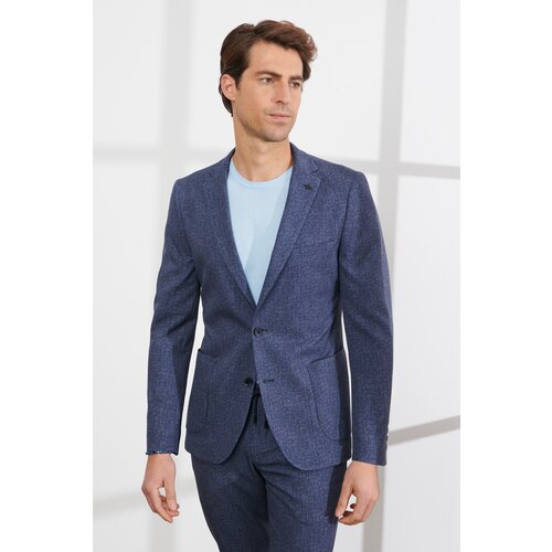 Altinyildiz classics Men's Navy Blue-White Slim Fit Slim Fit Mono Collar Patterned Travel Suit With Bag Slike