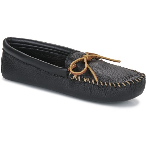 Minnetonka DOUBLE DEERSKIN SOFTSOLE Crna Cijene