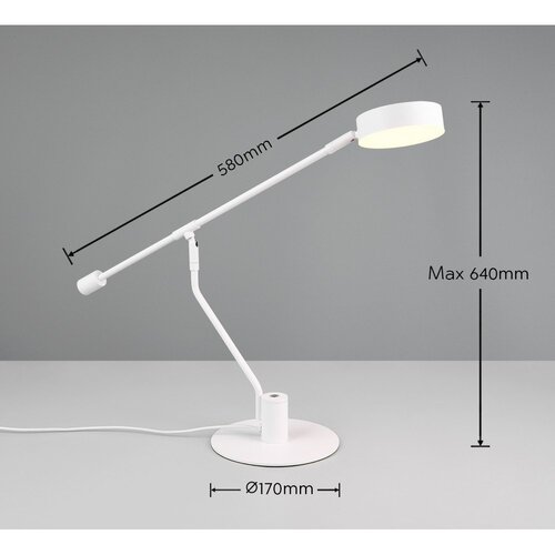  Mat bela LED namizna svetilka z upogljivo konstrukcijo (vi&amp;scaron;ina 64 cm) Manduro &amp;ndash; Slike