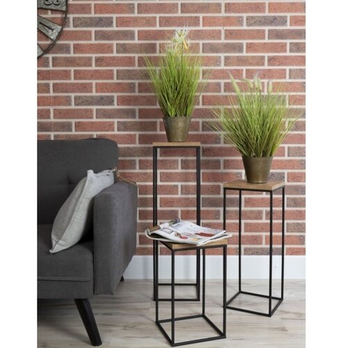  Stalak za cveće BASICLOFT 60x24 crna/smeđa Slike