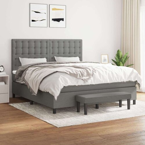  Box spring postelja z vzmetnico temno siva 180x200 cm blago, (21118419) Slike