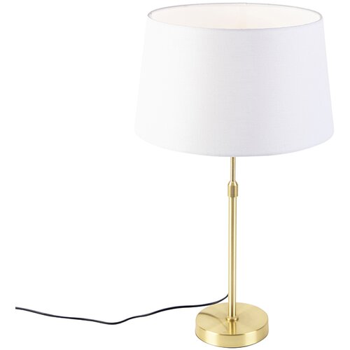 QAZQA Namizna svetilka zlata / medenina s platnenim odtenkom bela 35 cm - Parte Slike