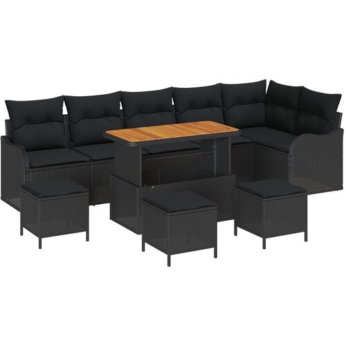 VidaXL 10-delni vrtni sofa set z blazinami Črn Poli ratan Akacija, 2-sedežna vrtna sofa s shrambo in blazinami Črn Poli ratan, 4-delni vrtni jedilni set z blazinami Črn Poli ratan Akacija Slike