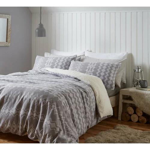 Catherine Lansfield siva posteljina od mikropliša Alpine Fleece, 200 x 200 cm