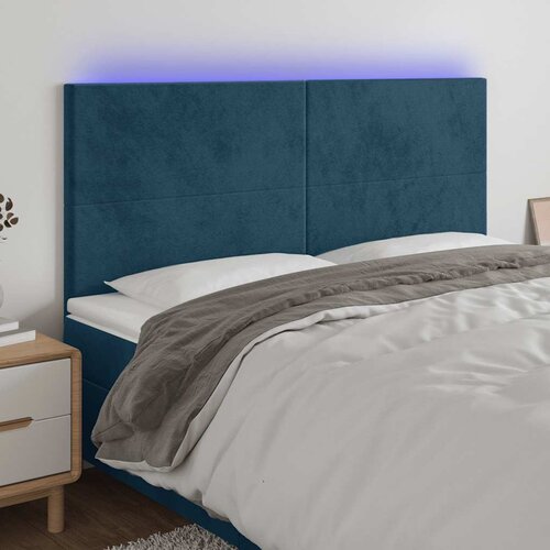  LED uzglavlje tamnoplavo 200x5x118/128 cm od tkanine Slike