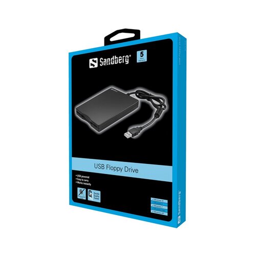 Sandberg FDD Vanjski - USB mini čitač disketa (maloprodaja; USB; USB napajanje; 3,5&amp;quot; za 1,44 disk; crni) Slike