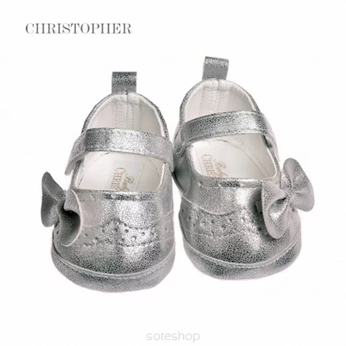 Christopher Baby Club cipelice za djevojčice srebrne sa mašnicom