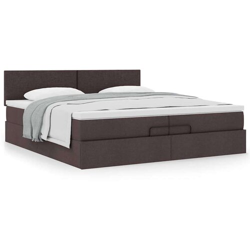 VidaXL otomanski krevet s madracem tamnosmeđi 200x200 cm tkanine Slike