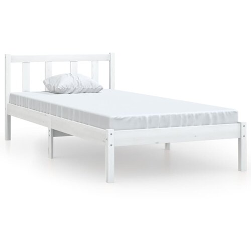 VidaXL Posteljni okvir bel iz trdne borovine 90x200 cm, (20606231) Slike